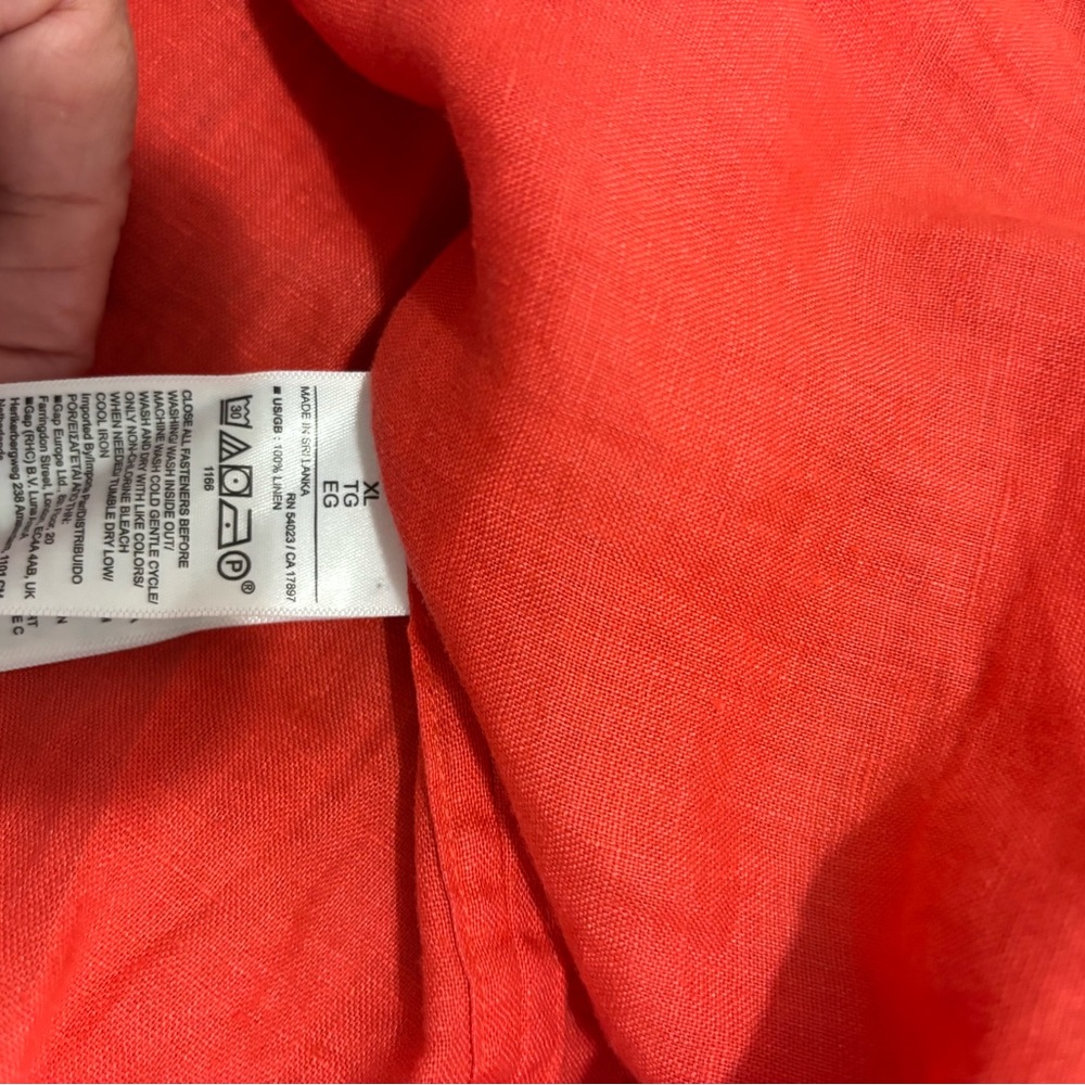 Banana Republic Linen Button-Up Shirt in Coral-Red XL NWOT - Picture 5 of 5